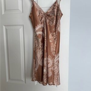 Pink Lily Brown and White Paisley Mini Dress
